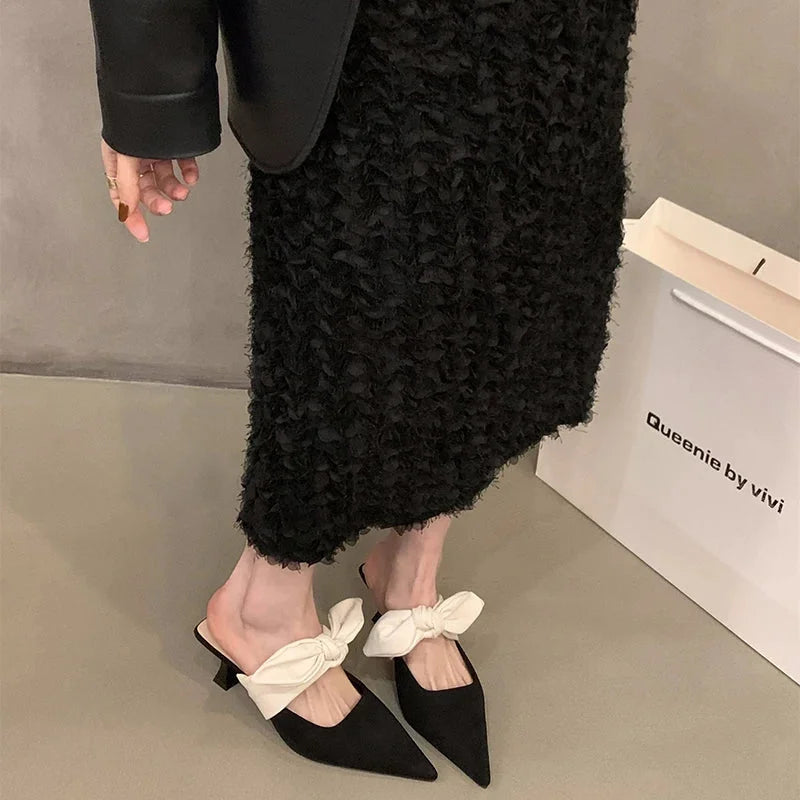 Elegant Women's Prom Shoes With Bow | Pointed Toe