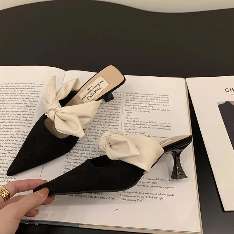 Elegant Women's Prom Shoes With Bow | Pointed Toe