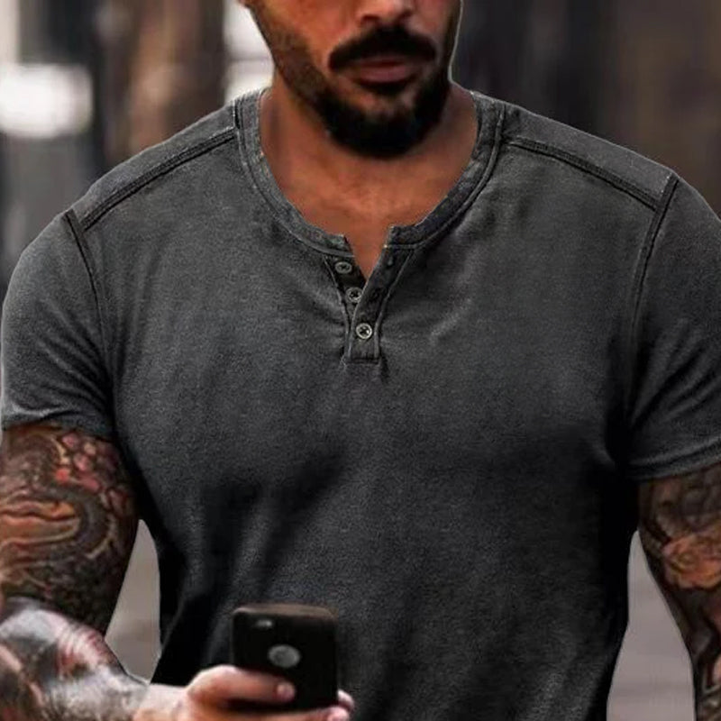 Enzo | Men's Fitted Henley Shirt | Short Sleeve