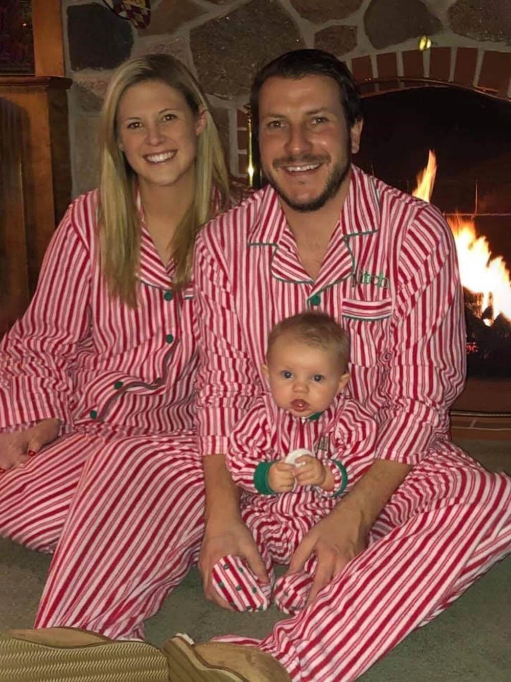 Family Christmas Pyjamas Button Front | Stripe