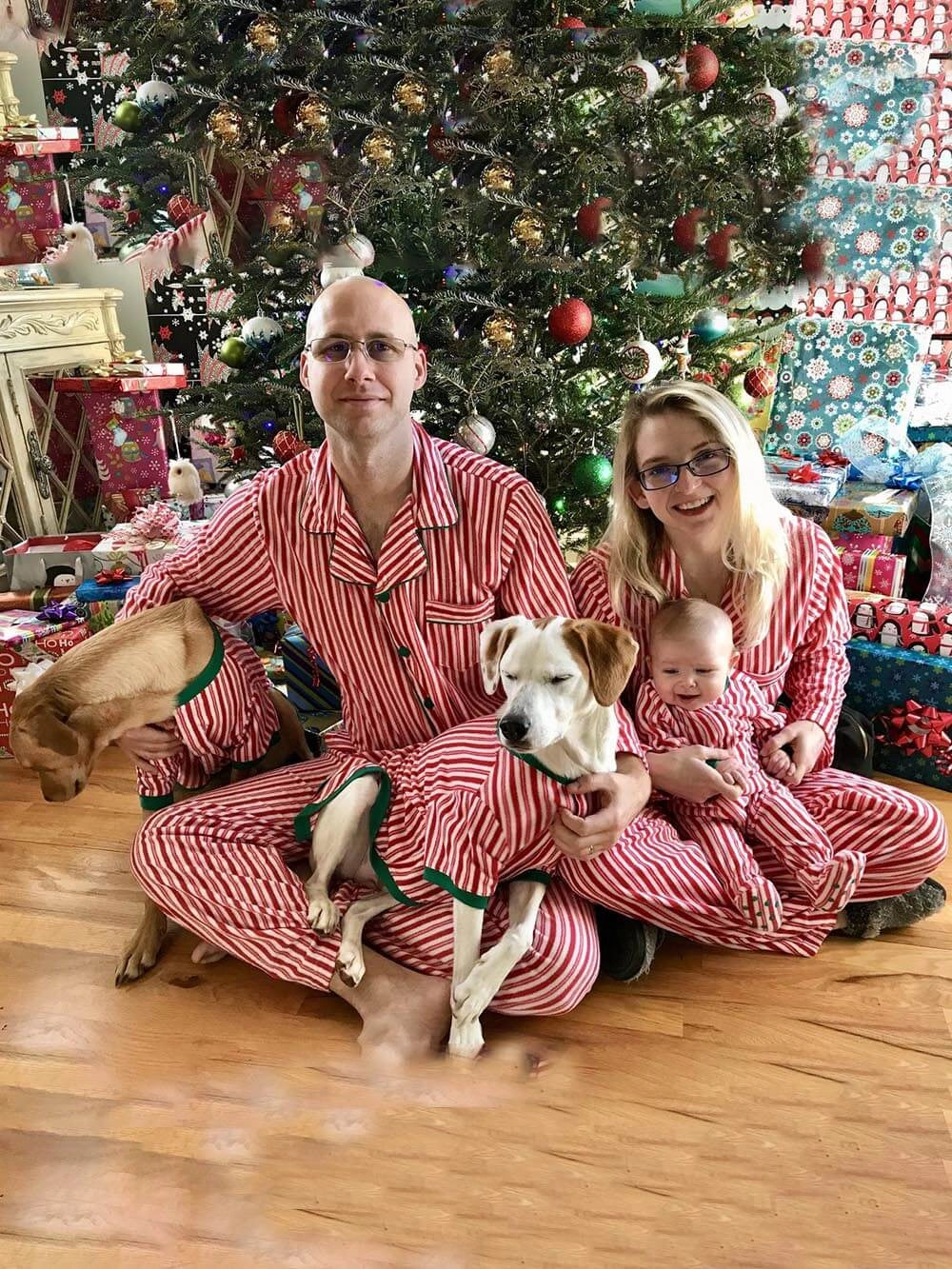 Family Christmas Pyjamas Button Front | Stripe