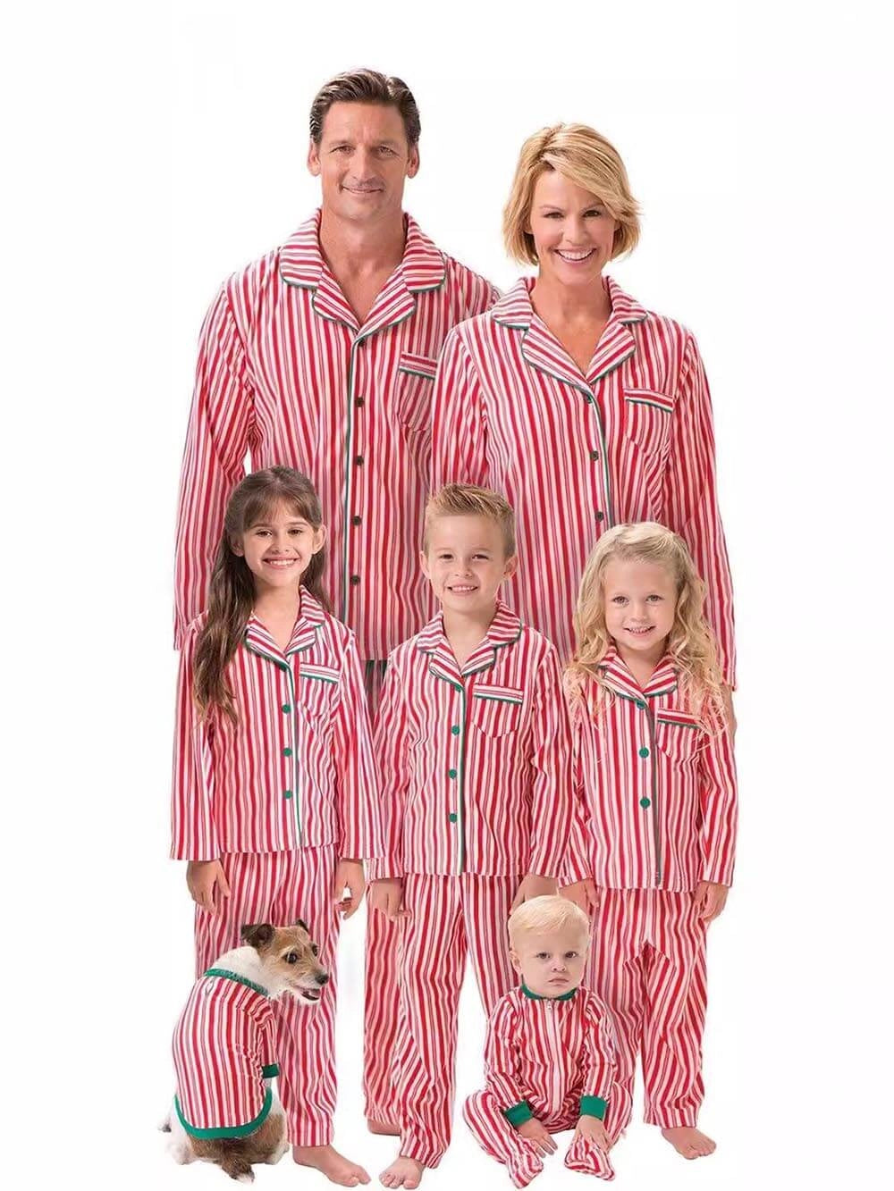 Family Christmas Pyjamas Button Front | Stripe