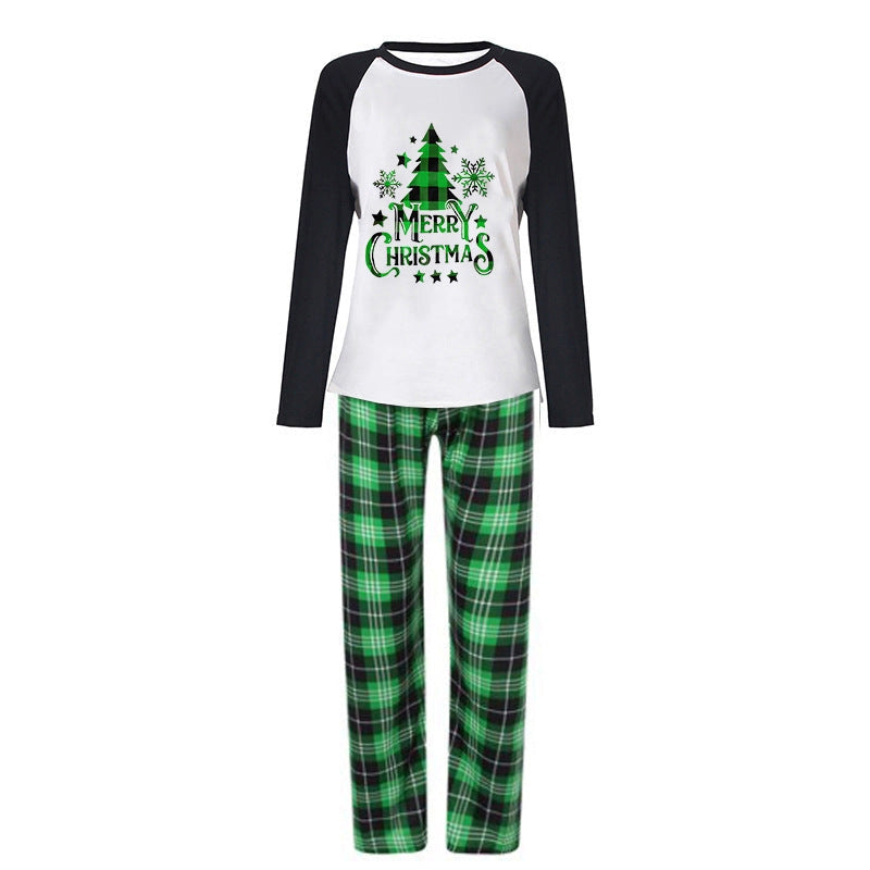 Family Christmas Pyjamas Green Plaid Tree Print | Festive
