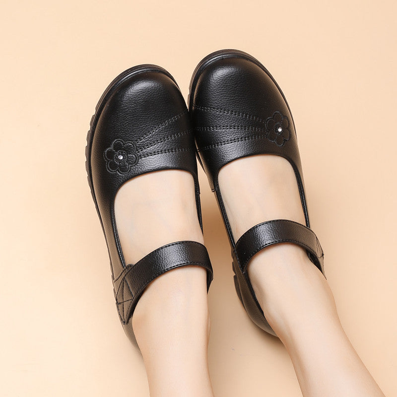 Girls' Comfortable School Shoes With Velcro Strap | Flower Design