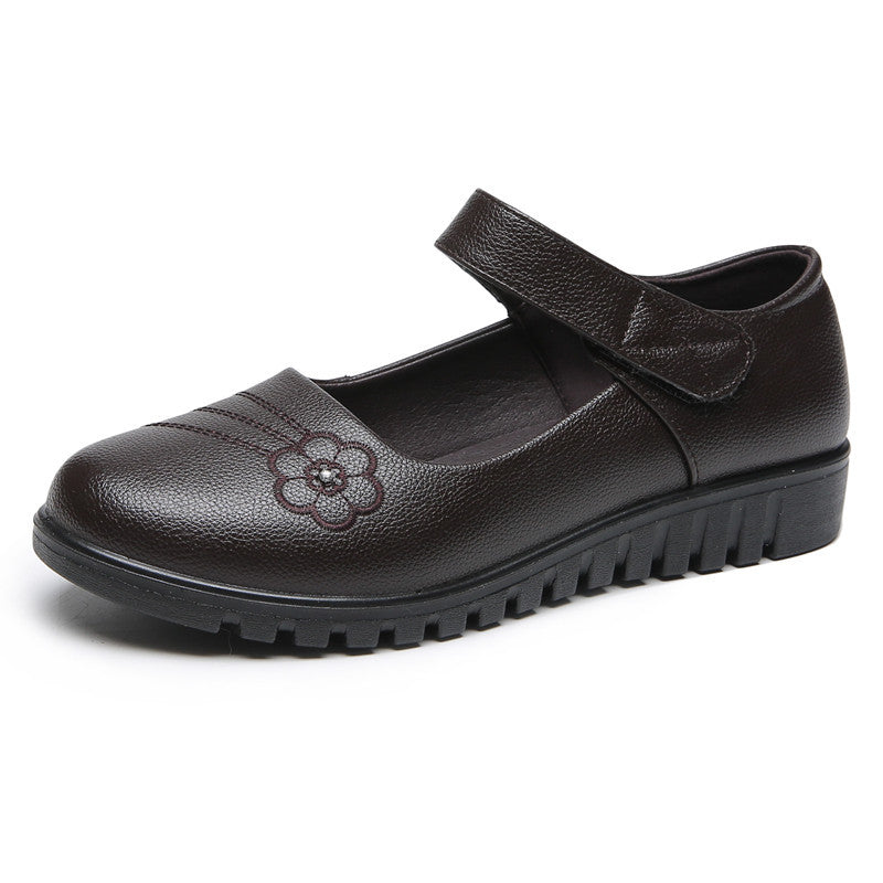 Girls' Comfortable School Shoes With Velcro Strap | Flower Design