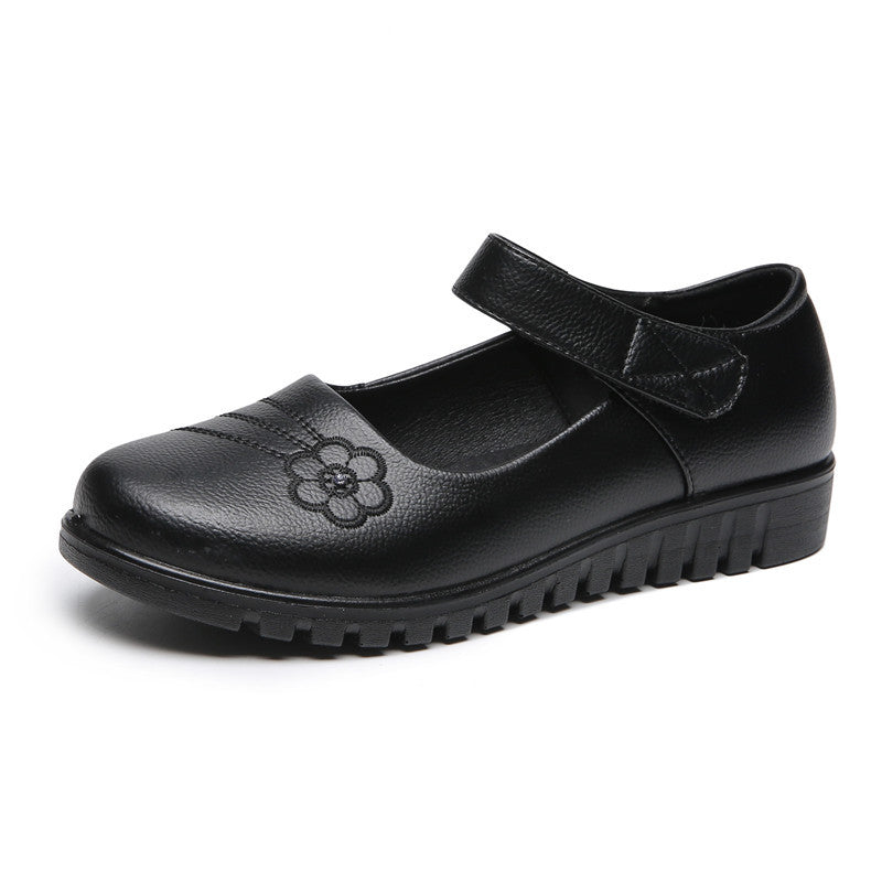 Girls' Comfortable School Shoes With Velcro Strap | Flower Design