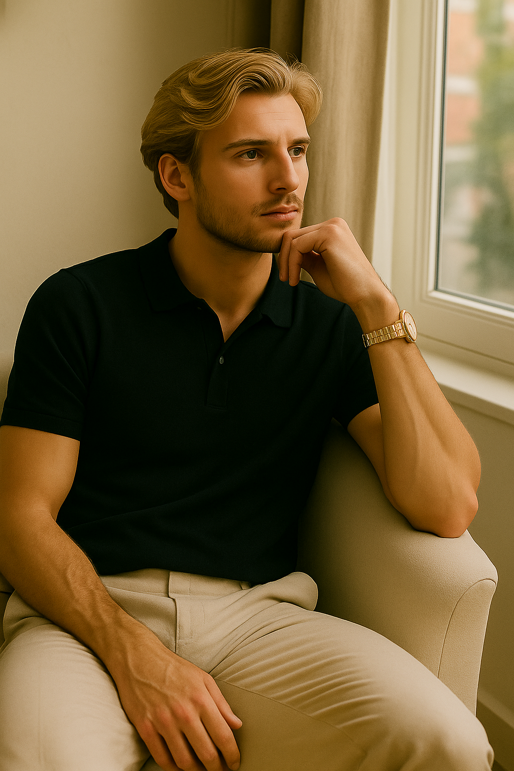 Julian – Fine Knit Polo Shirt with Ribbed Hems and Tailored Fit