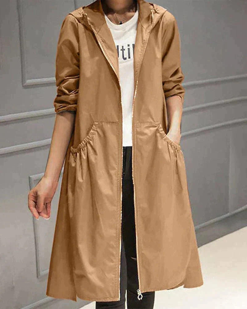 Long Women's Rain Jacket With Hood | Lightweight