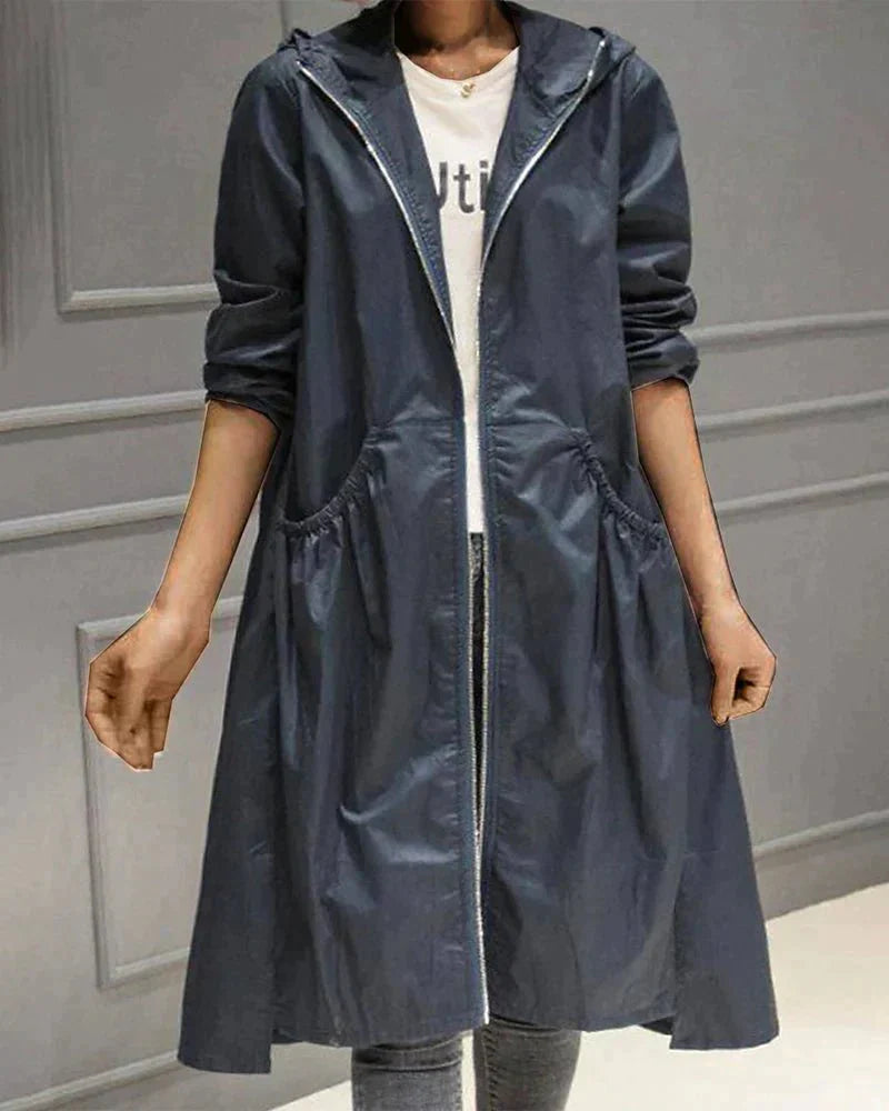 Long Women's Rain Jacket With Hood | Lightweight
