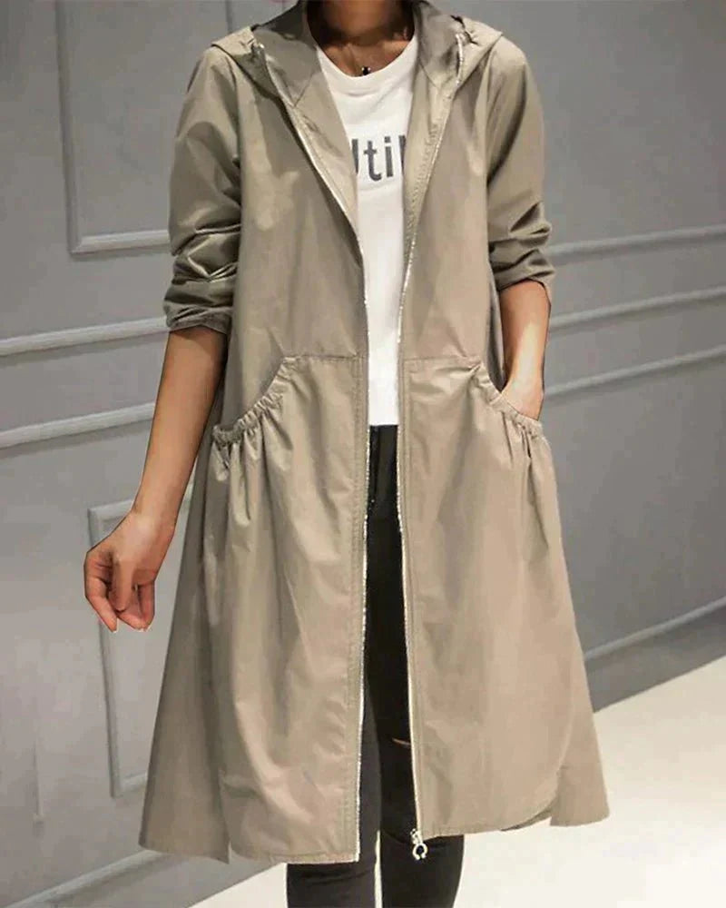 Long Women's Rain Jacket With Hood | Lightweight