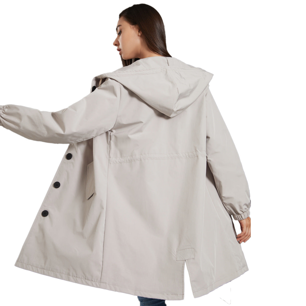 Loose Rain Jacket for Women with Hood | Long