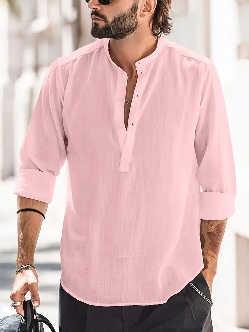 Men's Long Sleeve Henley Shirt