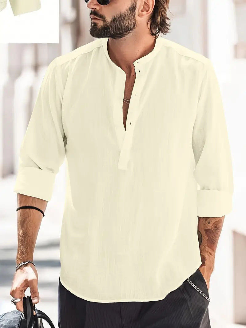 Men's Long Sleeve Henley Shirt