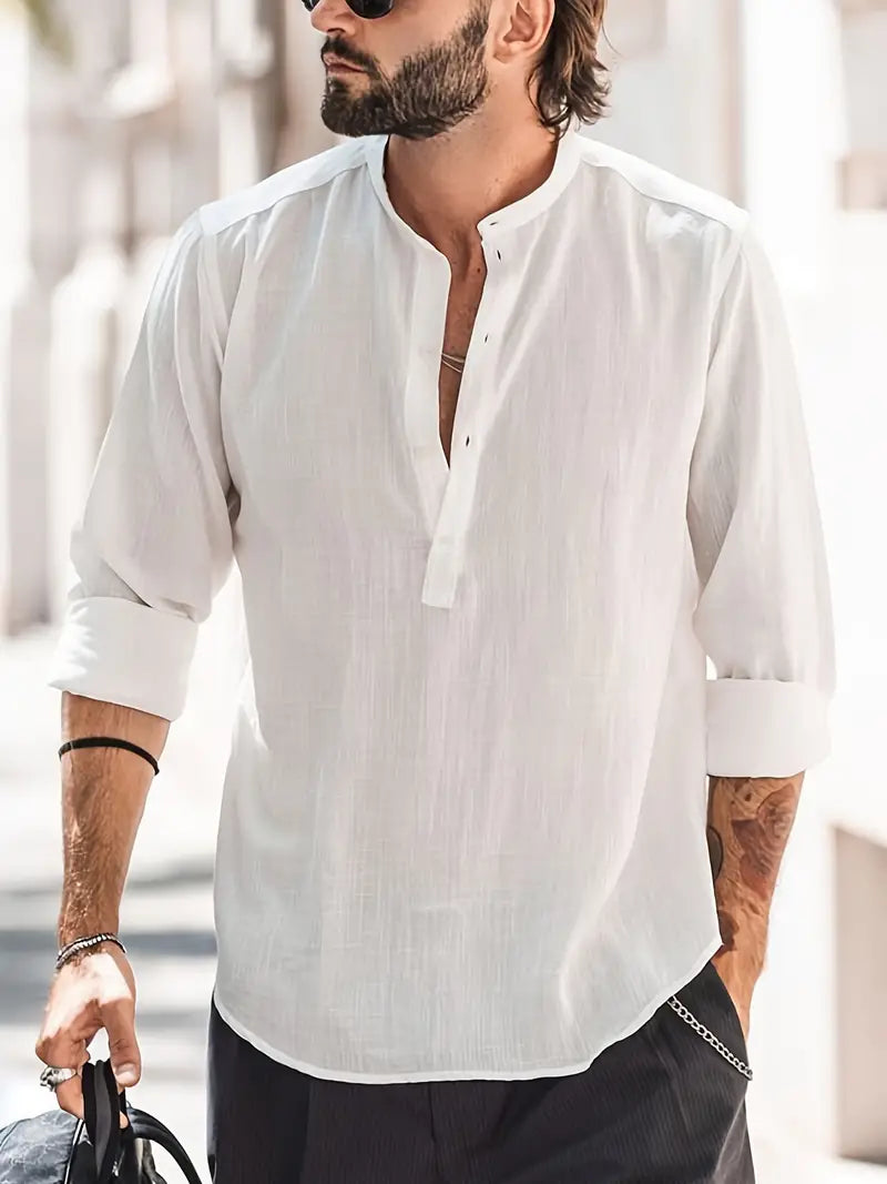 Men's Long Sleeve Henley Shirt