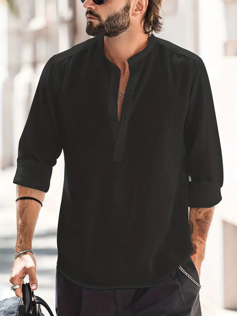 Men's Long Sleeve Henley Shirt