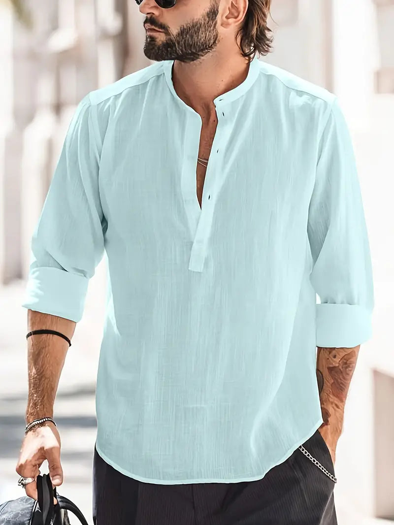 Lorenzo | Men's Long Sleeve Henley Shirt