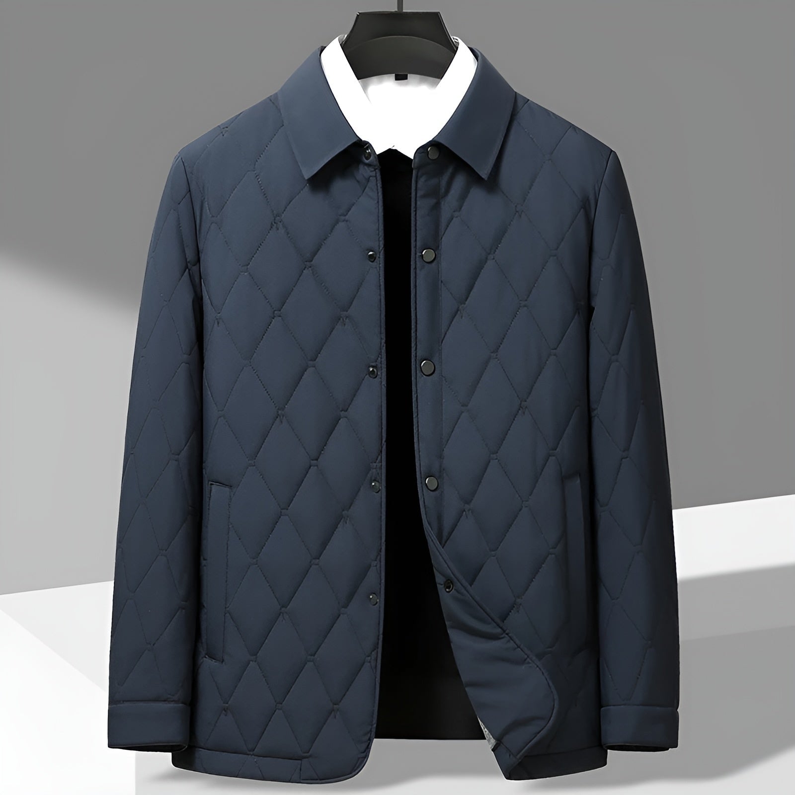 Men's Button Fastening Collared Quilted Jacket | Smart Casual