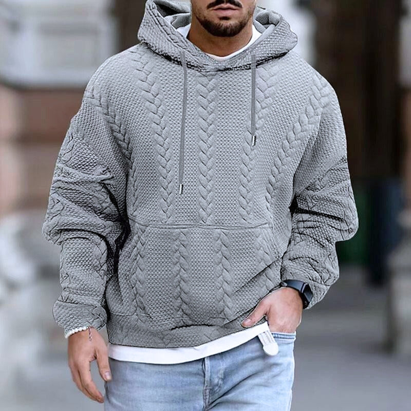 Men's Cable Knit Hoodie Chunky Winter Sweater | Pullover