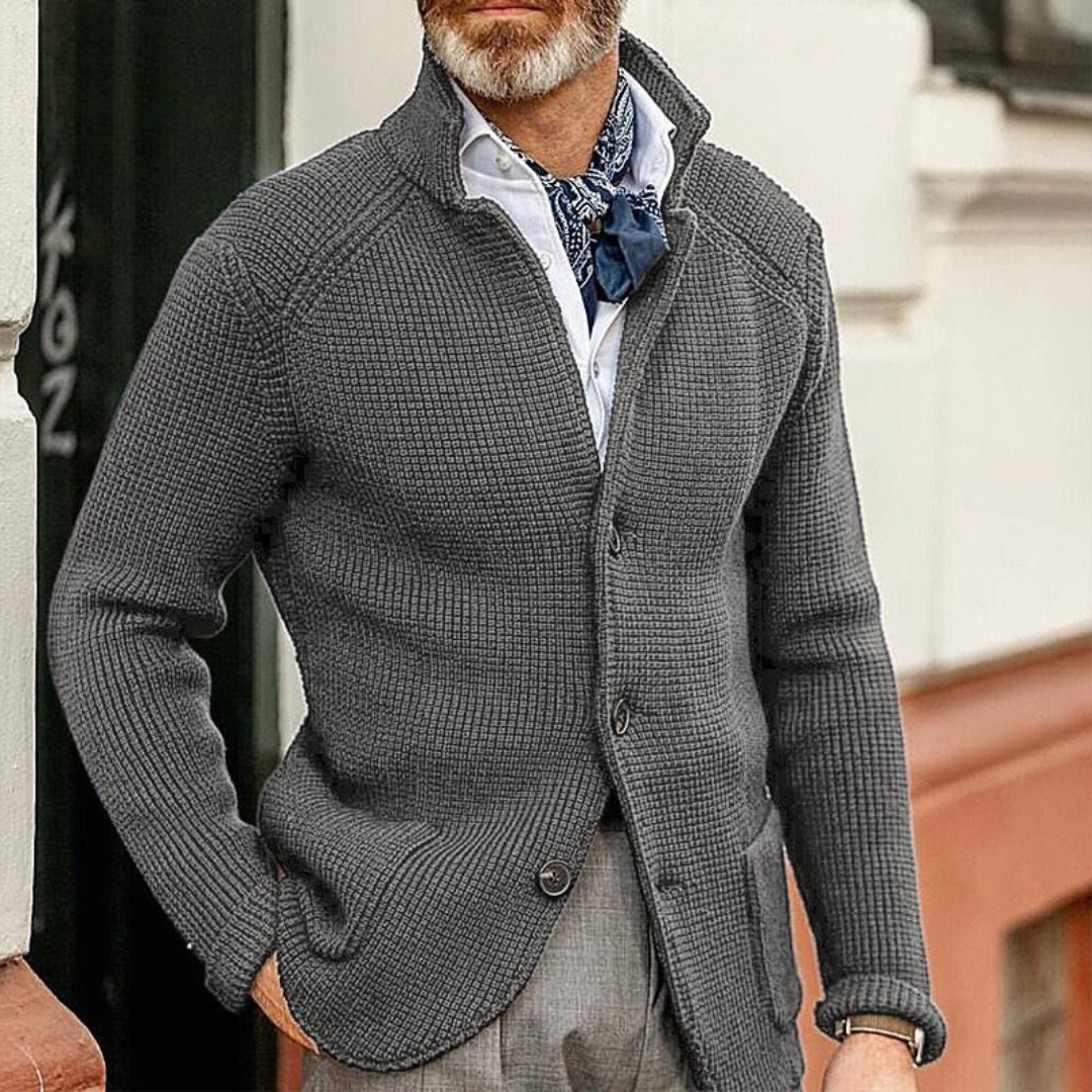 Men's Cardigan Button Front Textured | Refined Casual