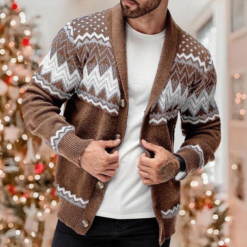 Men’s Christmas Jumper Button | Fair Isle Knit