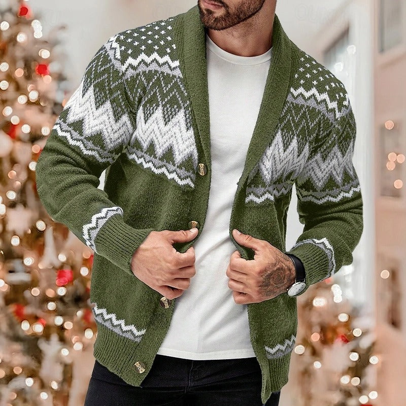 Men’s Christmas Jumper Button | Fair Isle Knit