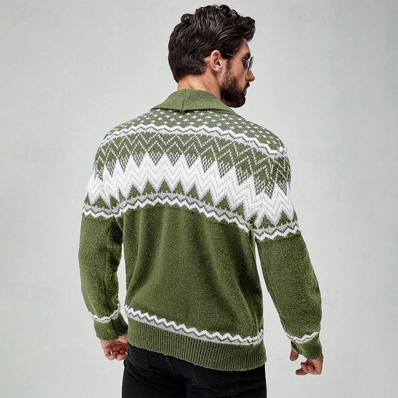 Men’s Christmas Jumper Button | Fair Isle Knit