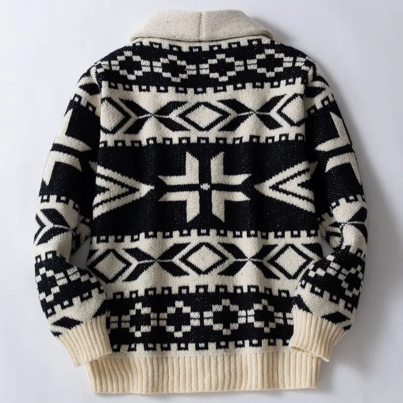 Men's Christmas Jumper Knit Cardigan | Geometric