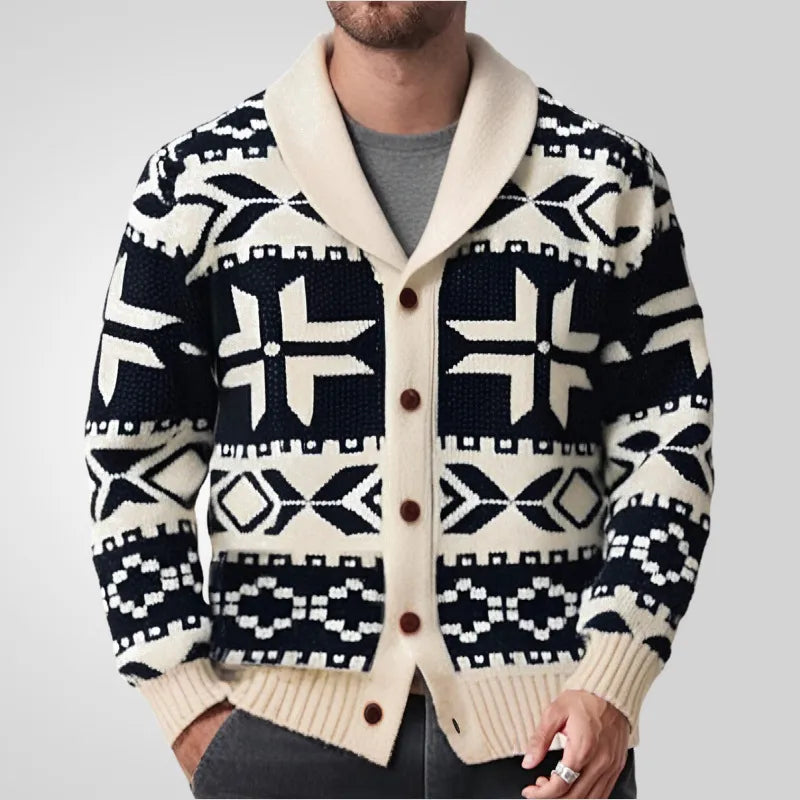 Men's Christmas Jumper Knit Cardigan | Geometric