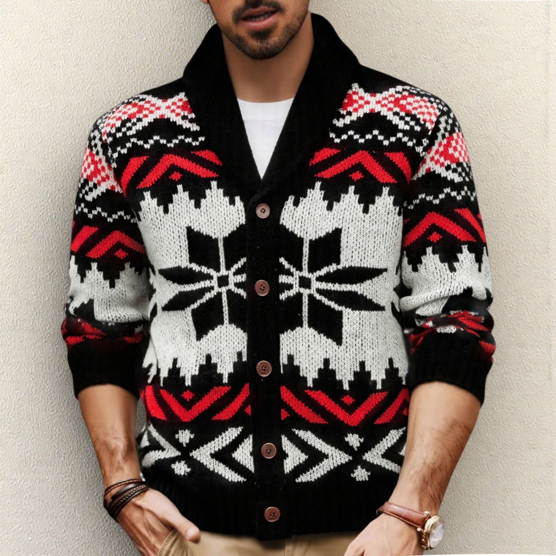 Men's Christmas Jumper Knit Cardigan | Patterned