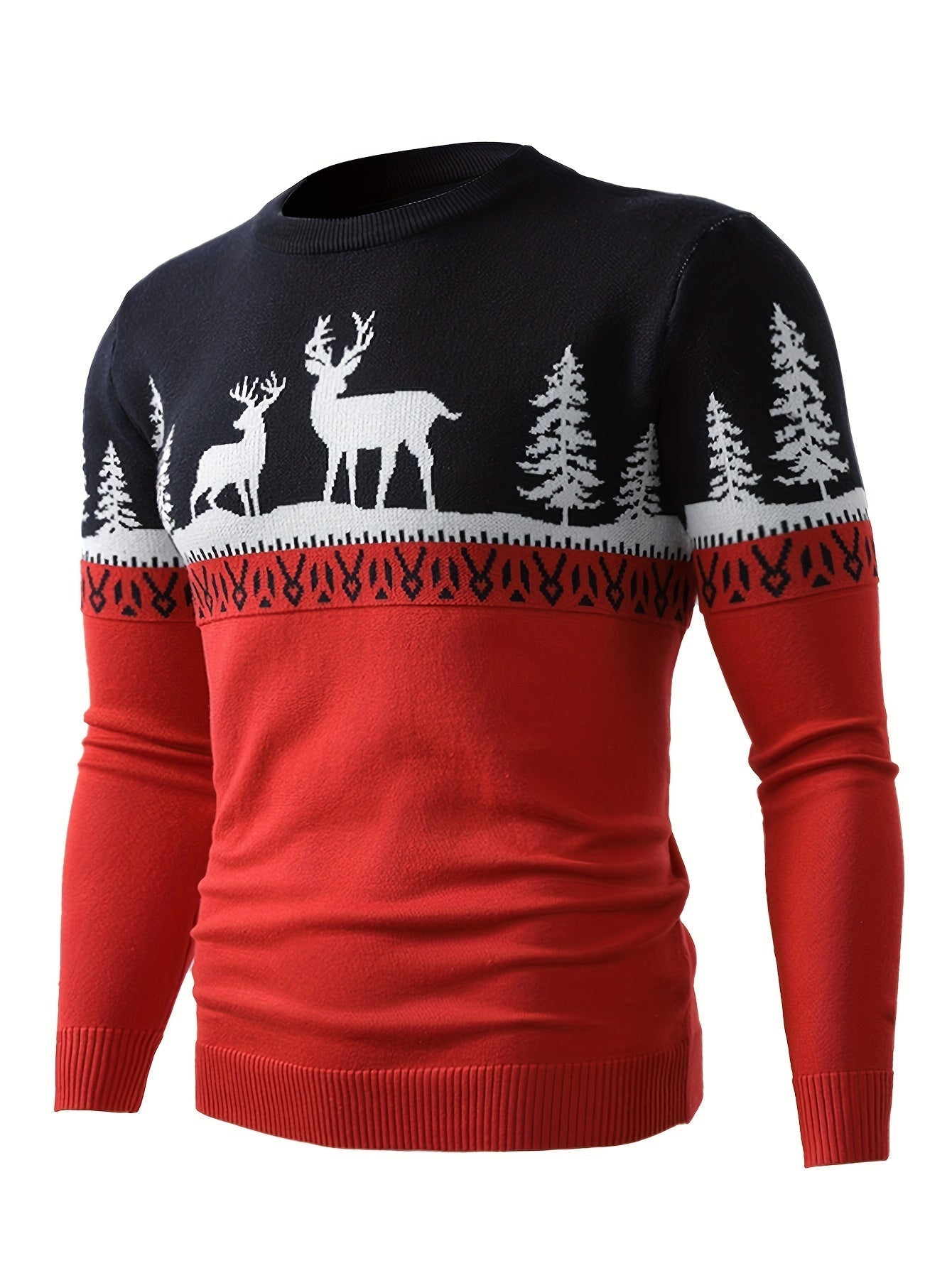 Men’s Christmas Jumper Reindeer Pattern | Red Festive