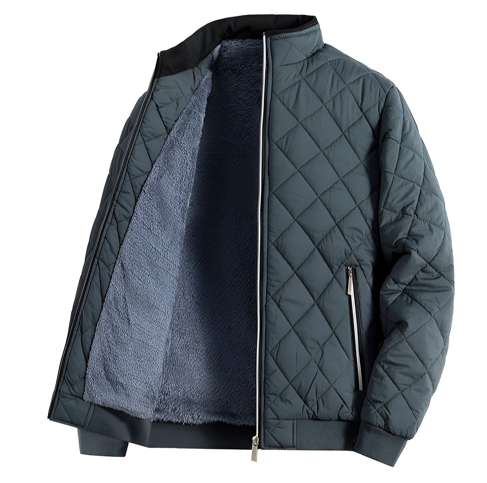 Men's Front Zipped Pockets Quilted Jacket | Stand Collar