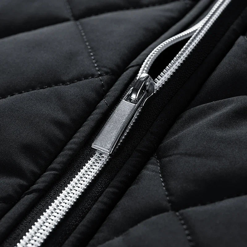 Men's Front Zipped Pockets Quilted Jacket | Stand Collar