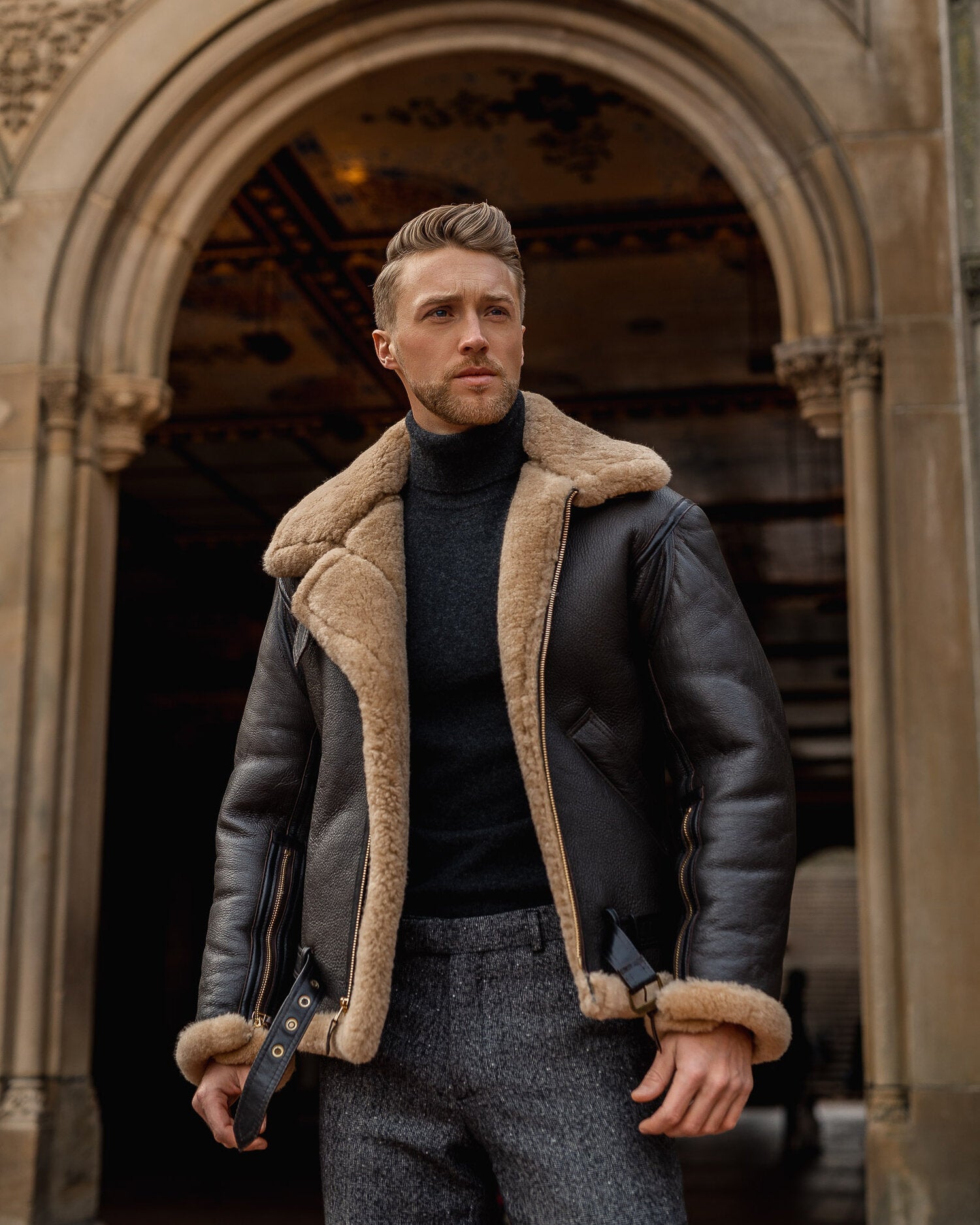 Men's Fur Coat Fleece Lined Jacket | Winter