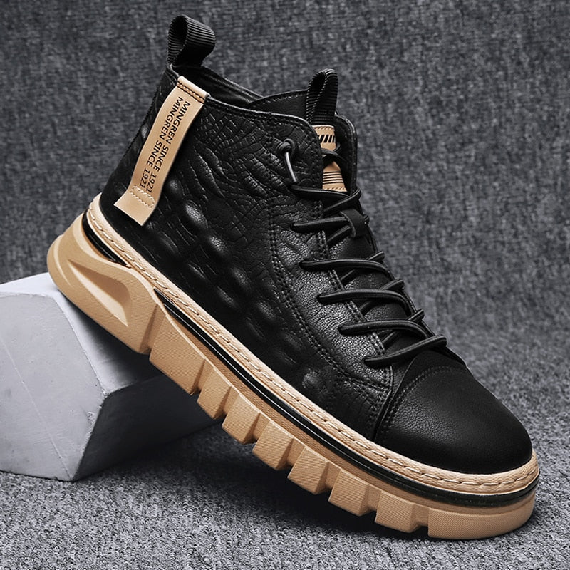Men's High-Top Boots Chunky Sole Lace Up | Casual