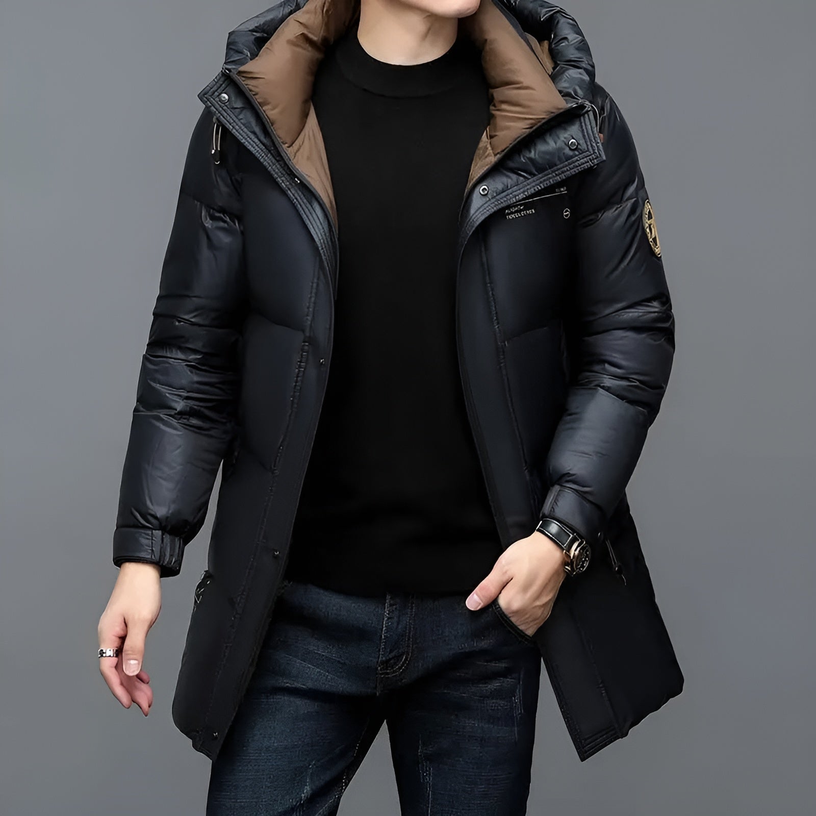 Men's Hooded Long Sleeve Rain Jacket | Winter Coat