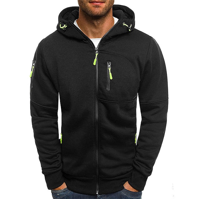 Men's Hoodie Zip Up Pockets | Sporty