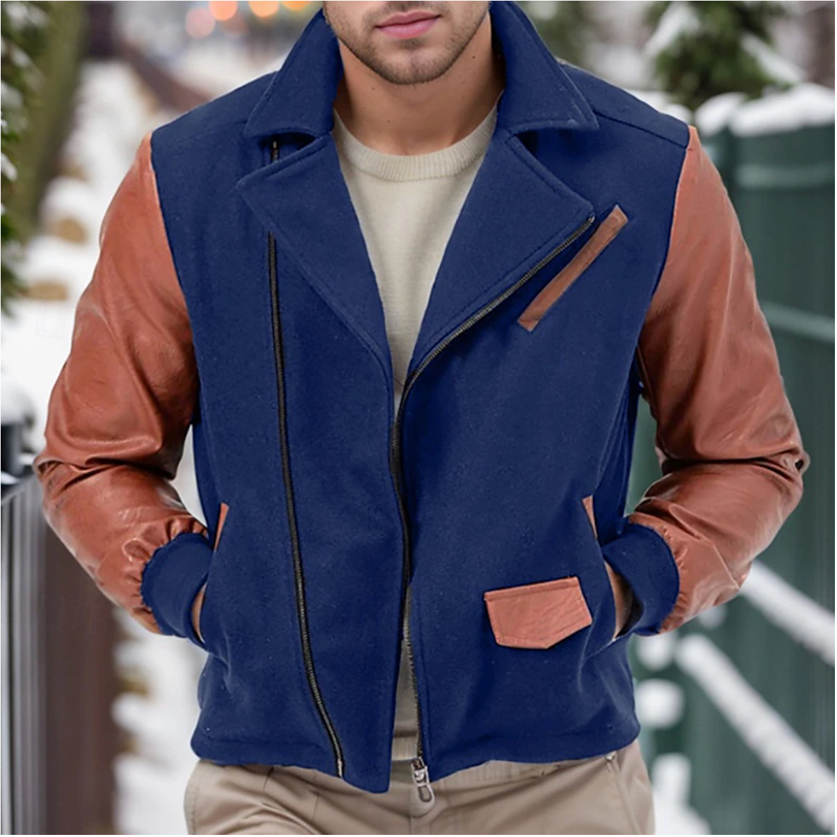 Men's Jacket Contrast Sleeve | Winter