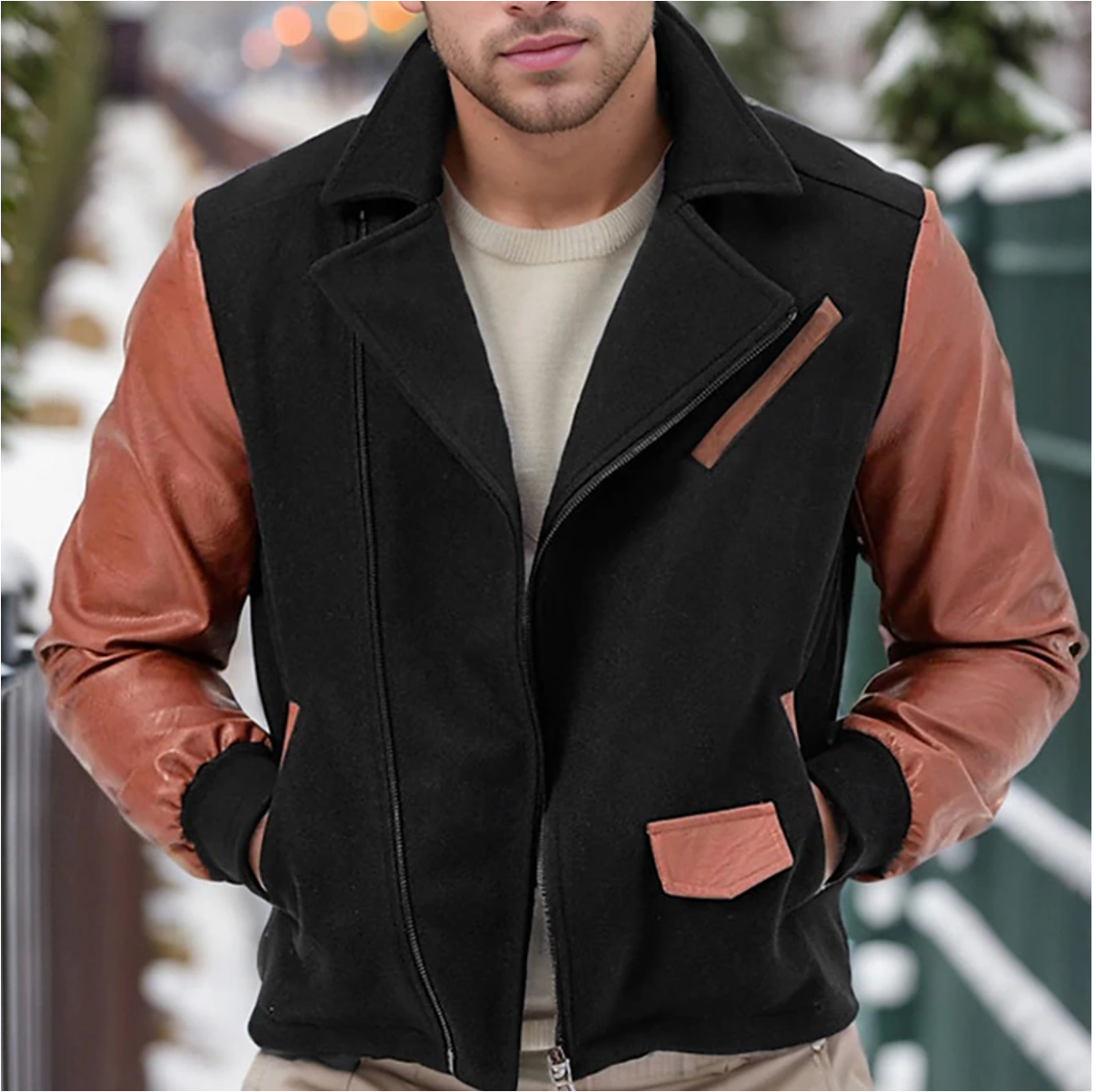 Men's Jacket Contrast Sleeve | Winter