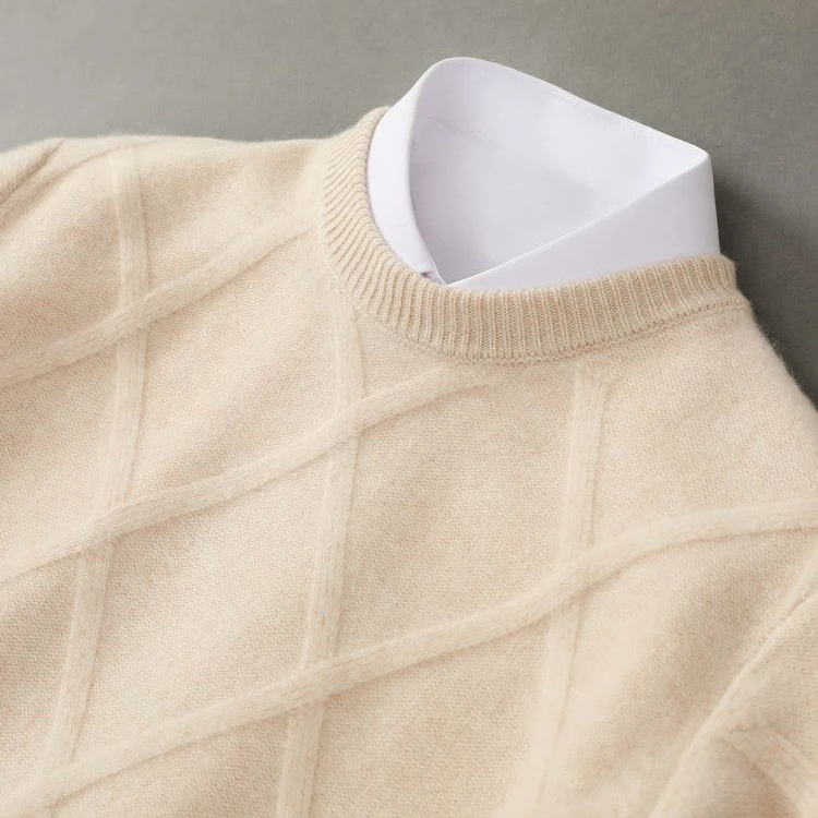 Men's Jumper Knitted Diamond Pattern | Winter