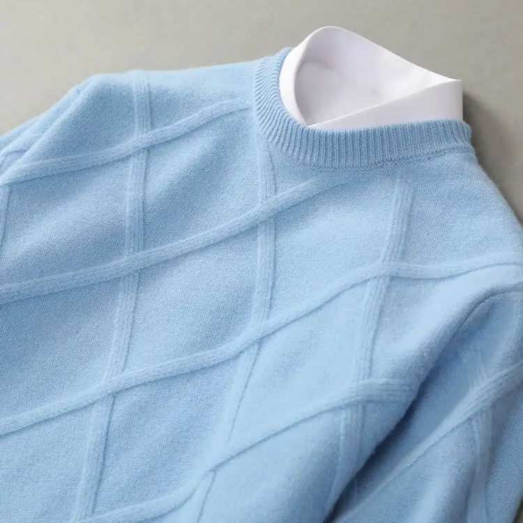 Men's Jumper Knitted Diamond Pattern | Winter