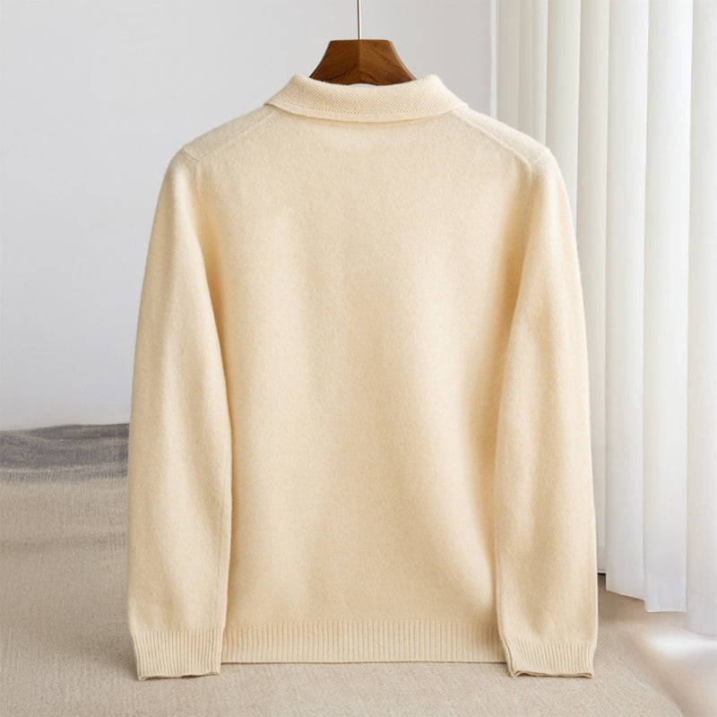 Men's Jumper Knitted Polo Collar | Long