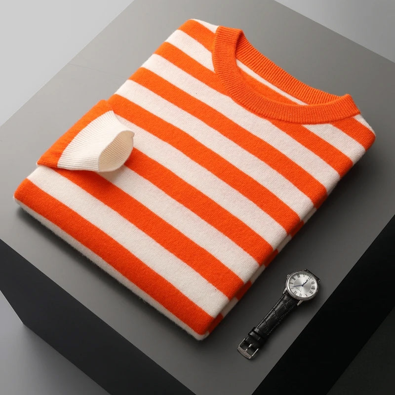 Men's Jumper Striped Crew Neck | Winter