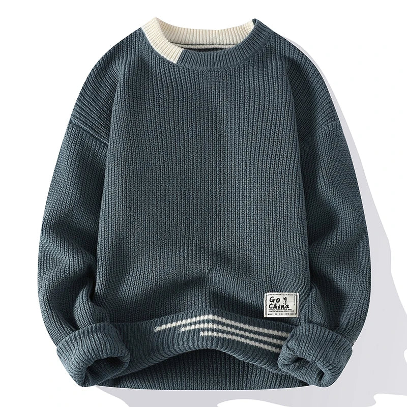 Men's Knitted Crew Neck Long Sleeve Jumper | Casual Sweater