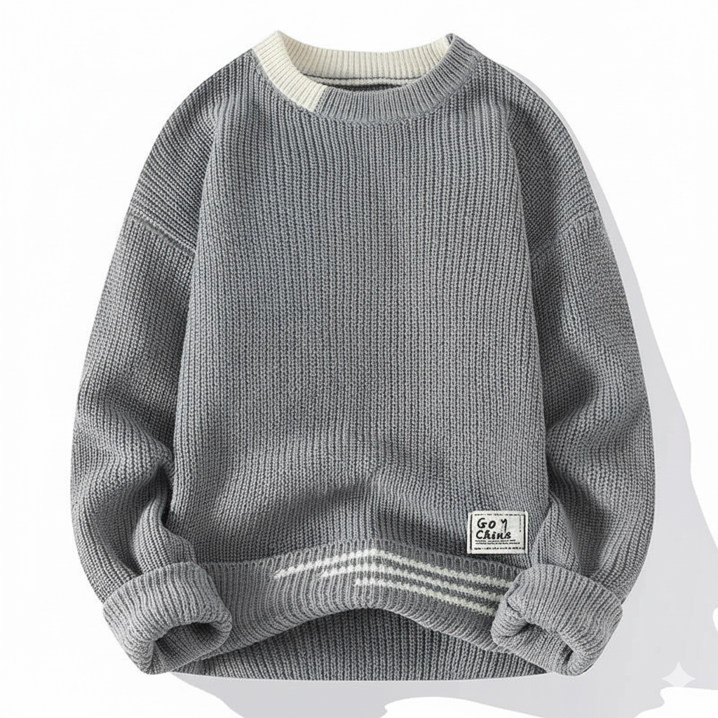 Men's Knitted Crew Neck Long Sleeve Jumper | Casual Sweater