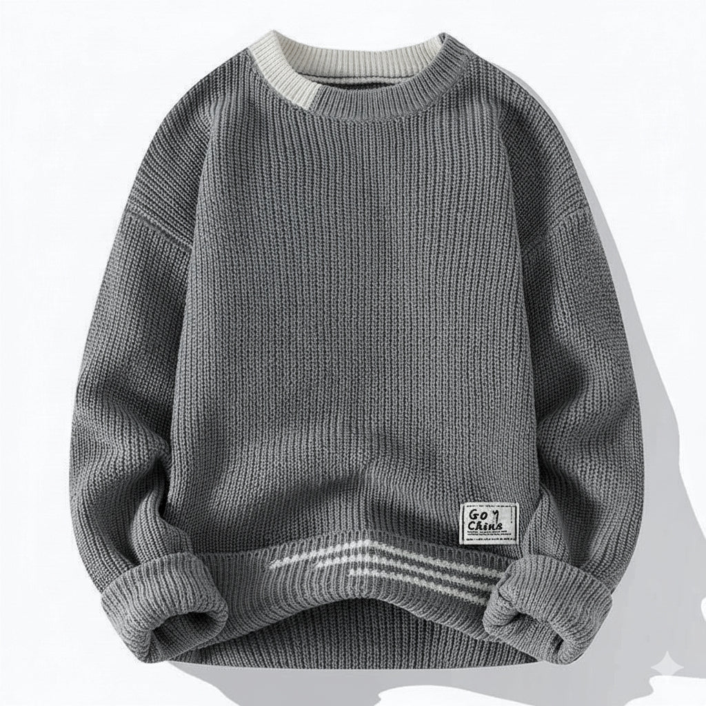 Men's Knitted Crew Neck Long Sleeve Jumper | Casual Sweater