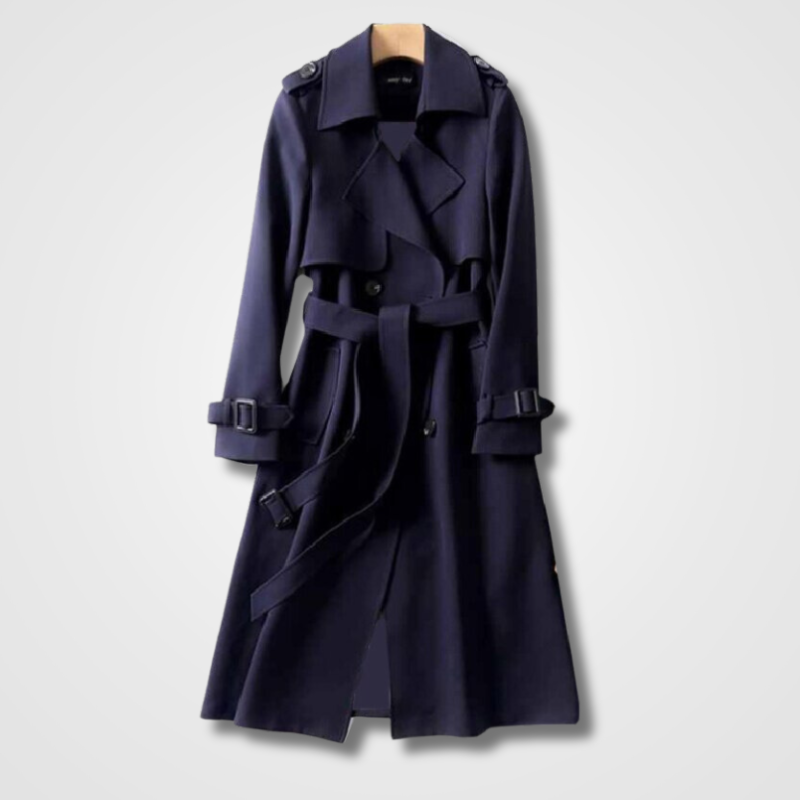 Men's Long Trench Coat Double-Breasted | Red