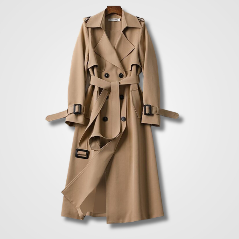 Men's Long Trench Coat Double-Breasted | Red