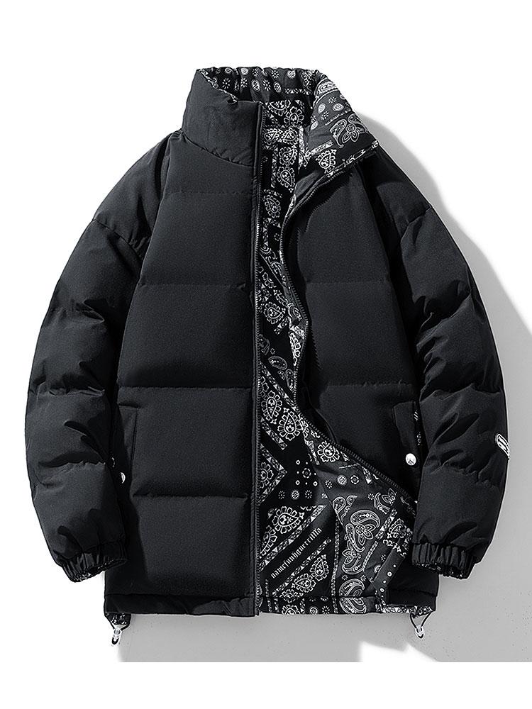 Men's Puffer Jacket Reversible Pattern Lined | Winter