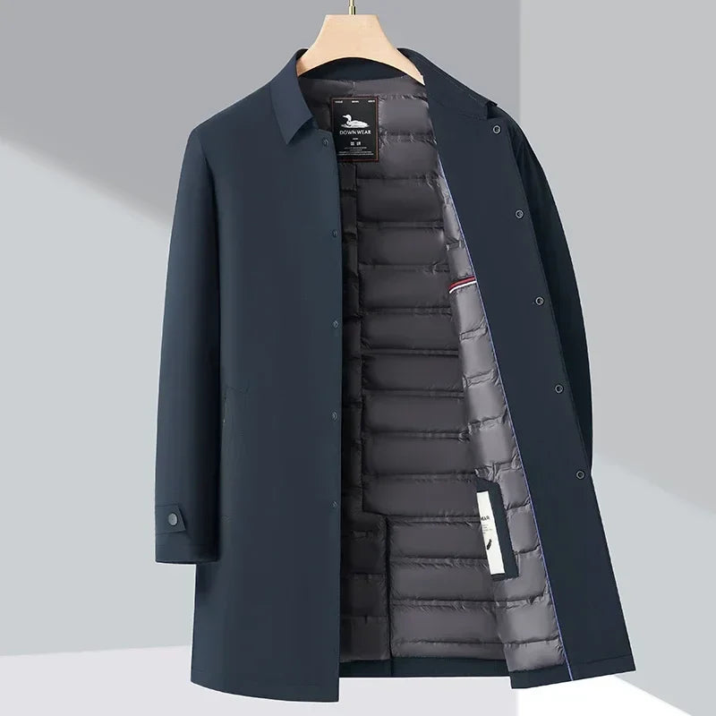 Men's Quilted Puffer Coat With Button Front | Outerwear