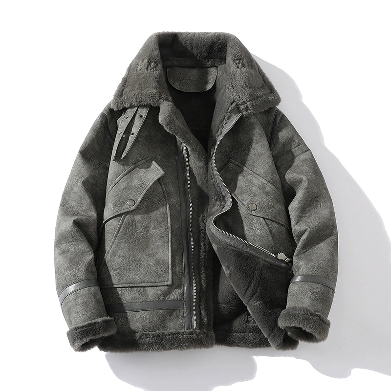 Men's Suede Jacket With Buckle Collar | Winter Style